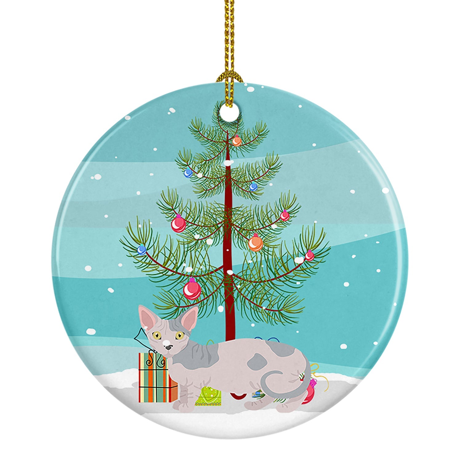 Minskin Cat Christmas Ceramic Ornament