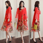 Chic Floral Cotton Dress for Plus Size Women
