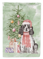 Cocker Spaniel English Black Parti Christmas Presents and Tree Garden Flag