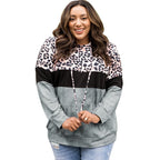 Autumn Leopard Print Contrast Color Pullover Hoodie | Streetwear