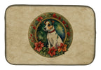 Jack Russell Terrier Christmas Flowers Dish Drying Mat