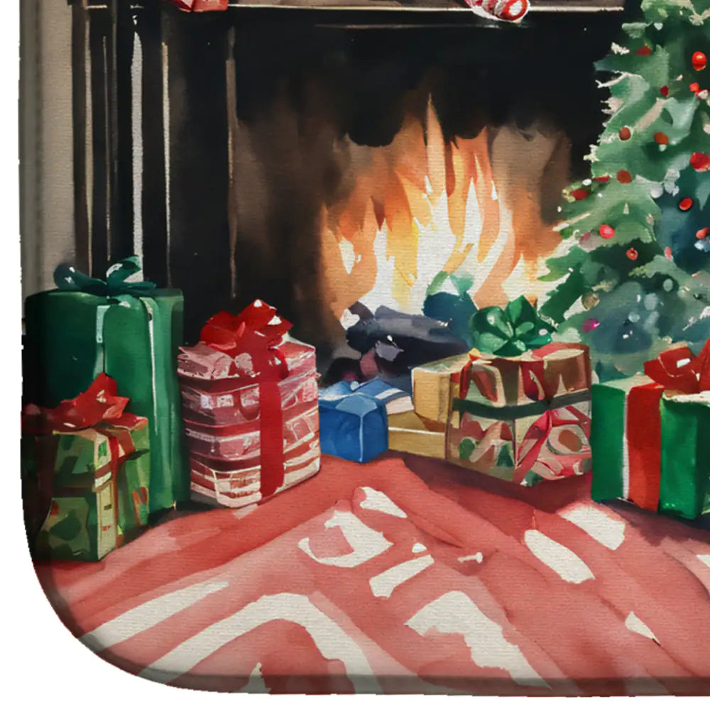 Pekingese Cozy Christmas Dish Drying Mat