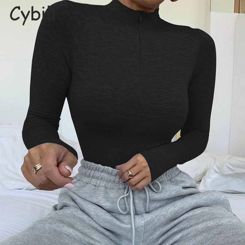 Women's Long Sleeve Solid Color Bodysuit Tights