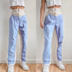 Straight-Leg Corduroy Pants with Contrast Stitching