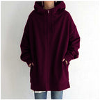 Women's Fuzzy Full-Zip Sport Hoodie Pullover Sweatshirt | Streetwear
