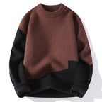 Personality Stitching Men's Round Neck Knit Sweater