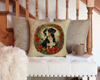 Entlebucher Mountain Dog Christmas Flowers Throw Pillow