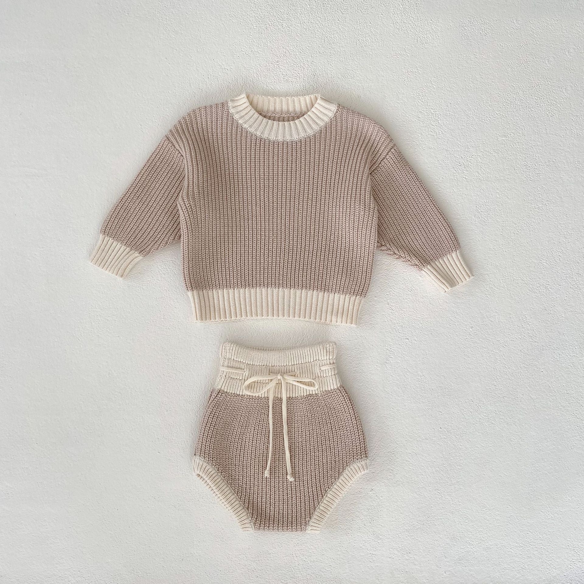 Paris Set: Baby Girl Knit Sweater & Color Block Pants