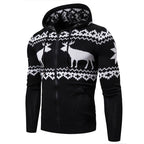 Men's Christmas Reindeer Knit Zipper Hoodie Sweater | Streetwear