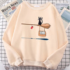 Casual Halloween Cat Letter Print Round Neck Sweater