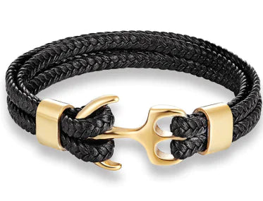 New Jewelry, Anchor Cross Men’s Leather Bracelet | Jewelry
