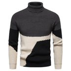 Men's Color Block Knitted Turtleneck Sweater