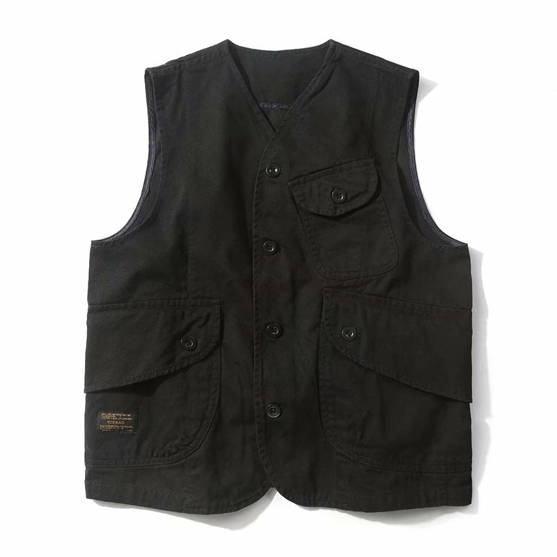 Men's Multi-pocket Retro Casual Vest Jacket Top