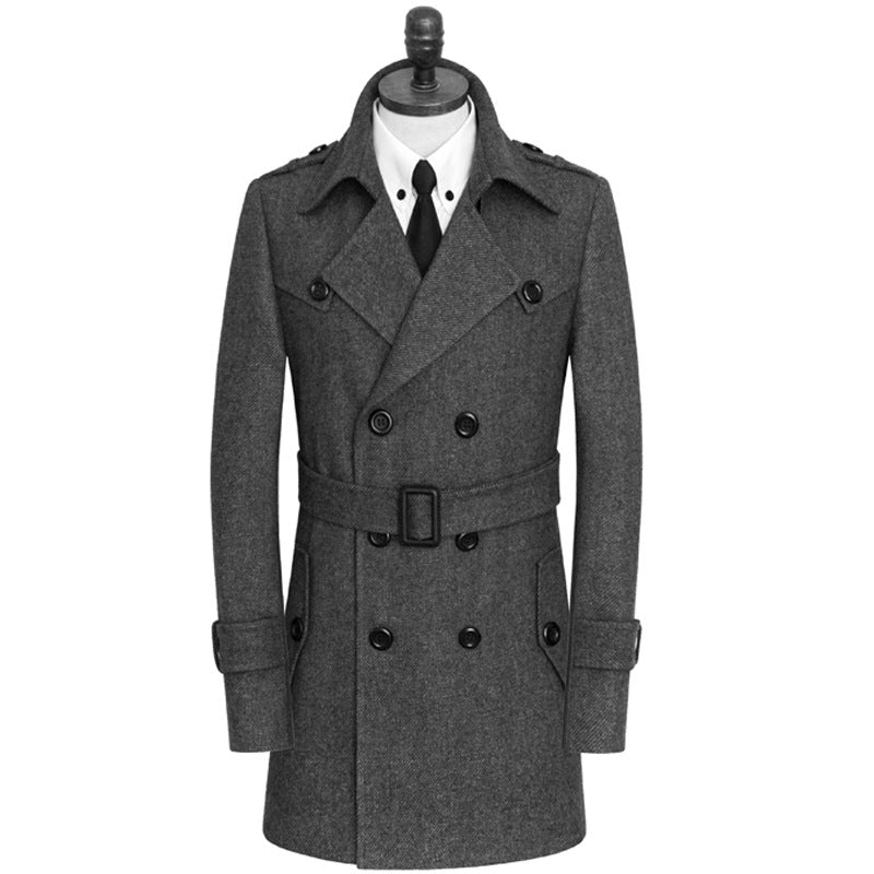 Loose Cashmere Trench Coat for Young and Middle-aged