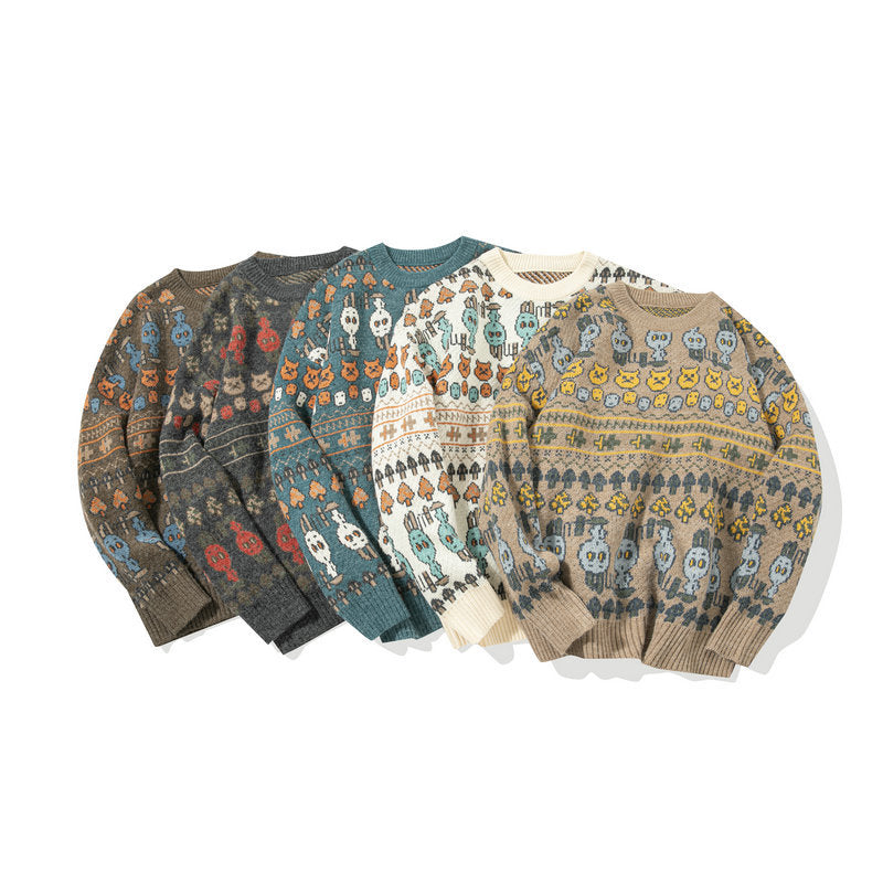 Men's Fashion Loose Knitted Round Neck Sweater