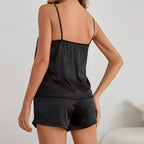 Plus Size Satin Pajamas Cami Shorts Set for Women