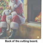 Shiba Inu and Santa Claus Glass Cutting Board