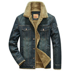 Men's Winter Denim Jacket - Casual Plus Size Cotton Coat
