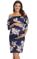 Floral Off-Shoulder Maternity Dress for Women