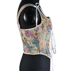Floral Tapestry Lace-Up Corset Top