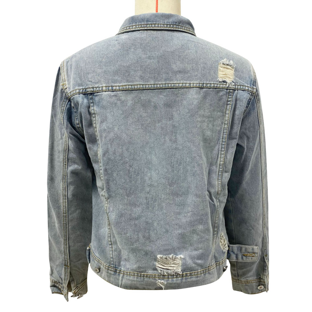 Women's Cropped Ripped Denim Jacket