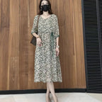 2022 Summer Silk Dress with Tie Waist and Slim Fit