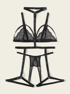 New 3-Piece Sexy Lingerie Set with Bra, Panties, and Garter