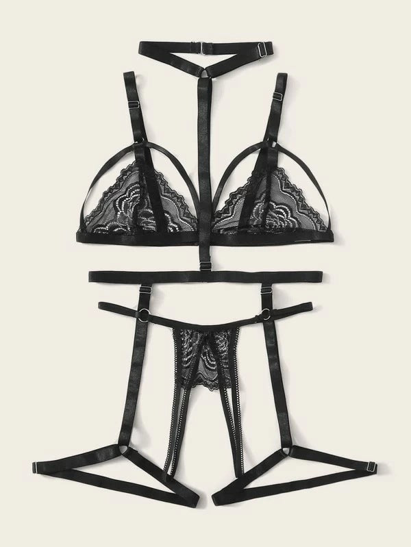 New 3-Piece Sexy Lingerie Set with Bra, Panties, and Garter