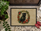 Pug Christmas Flowers Doormat