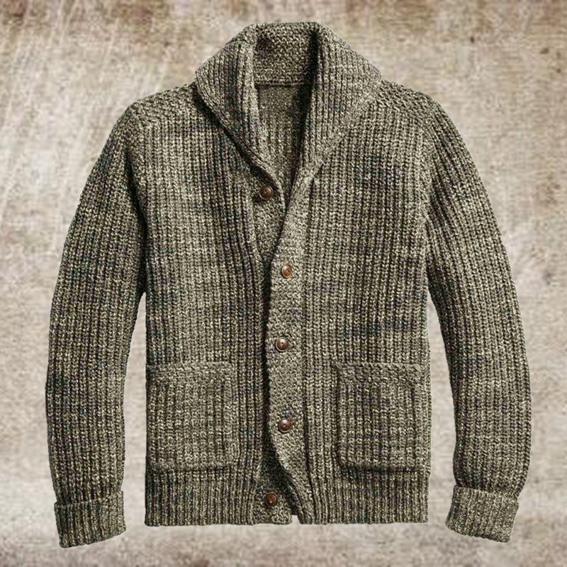 Men's Mixed Color Knitted Jacket for Autumn/Winter