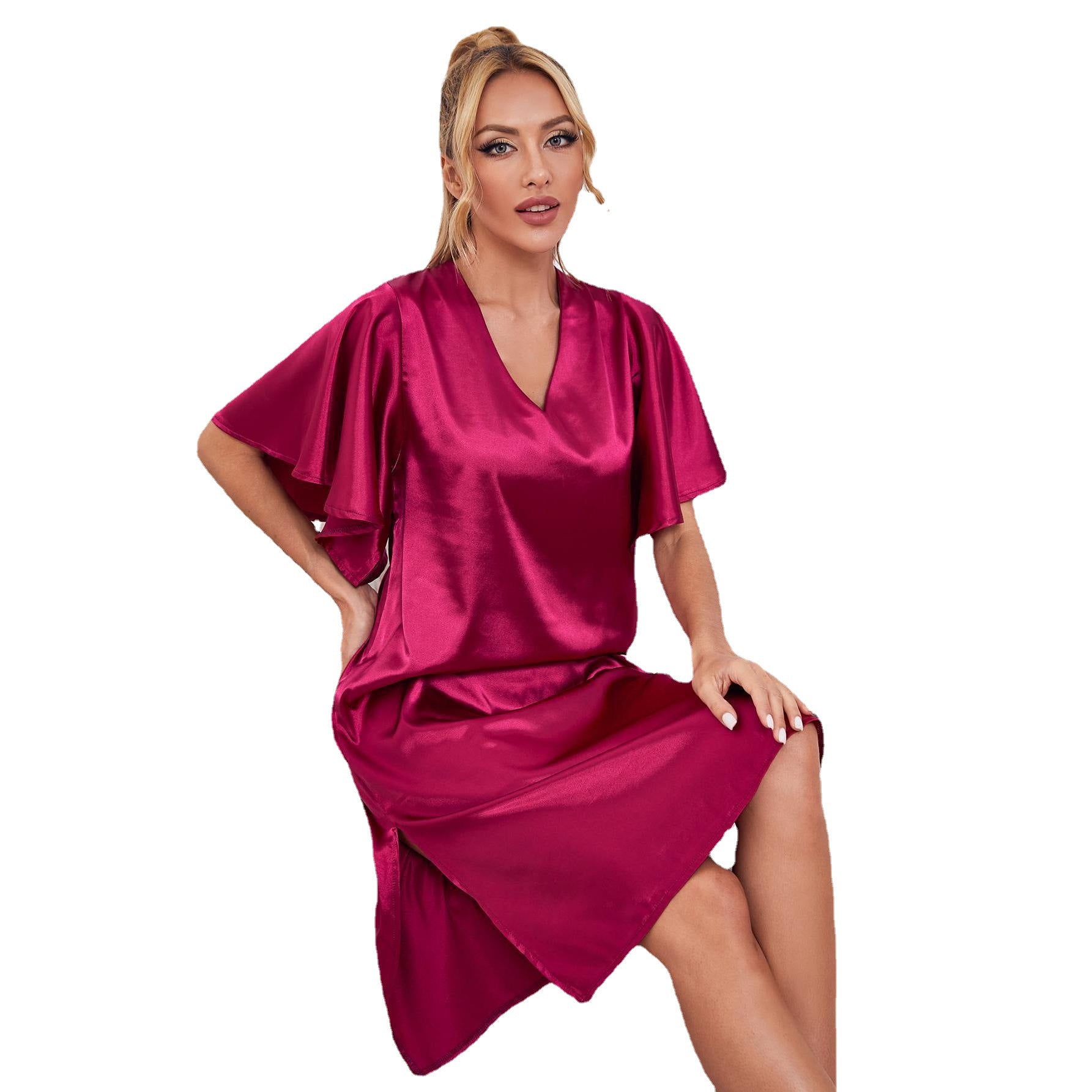 Summer Silk Women's Sleepwear and Nightgown Set