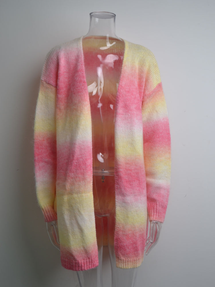 2024 Oversized Rainbow Tie-Dye Cardigan for Women
