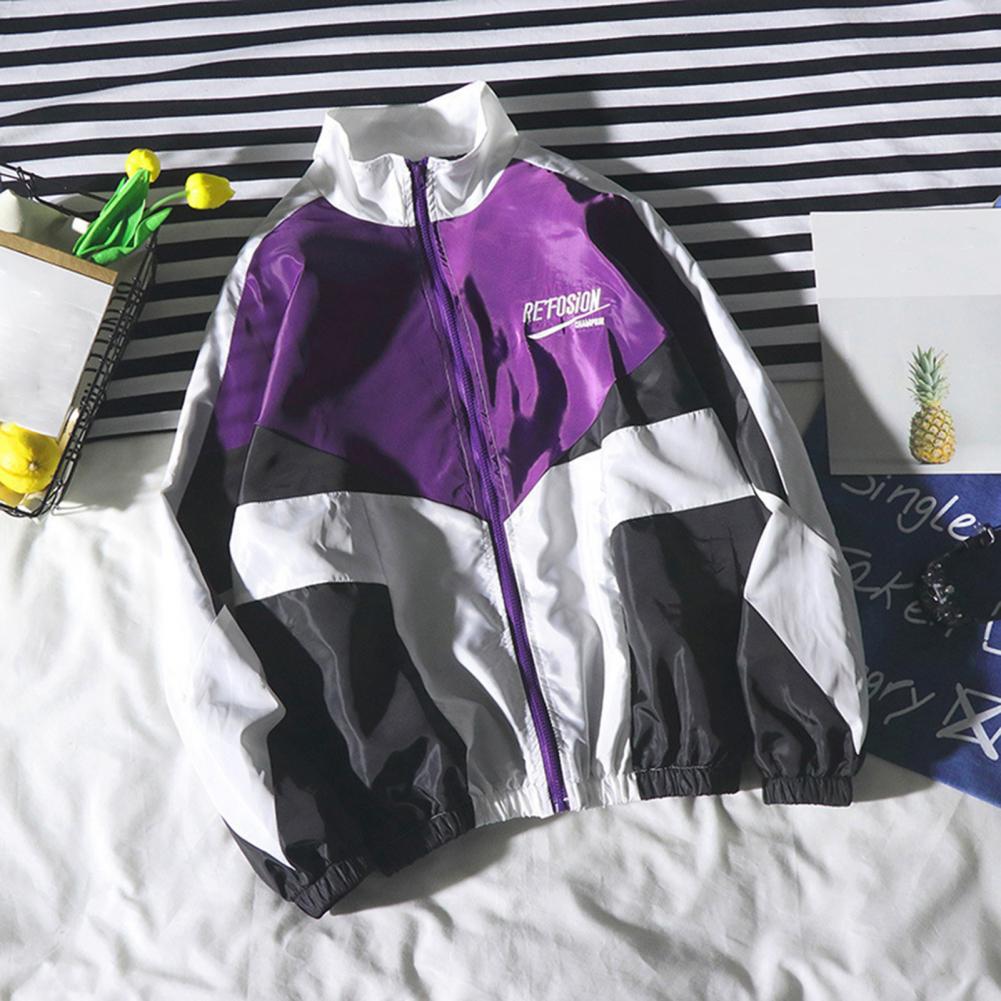 Hip Hop Patchwork Windbreaker Jacket for Men and Women
