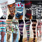 Christmas Print Plus Size Stretch Pants with Reindeer