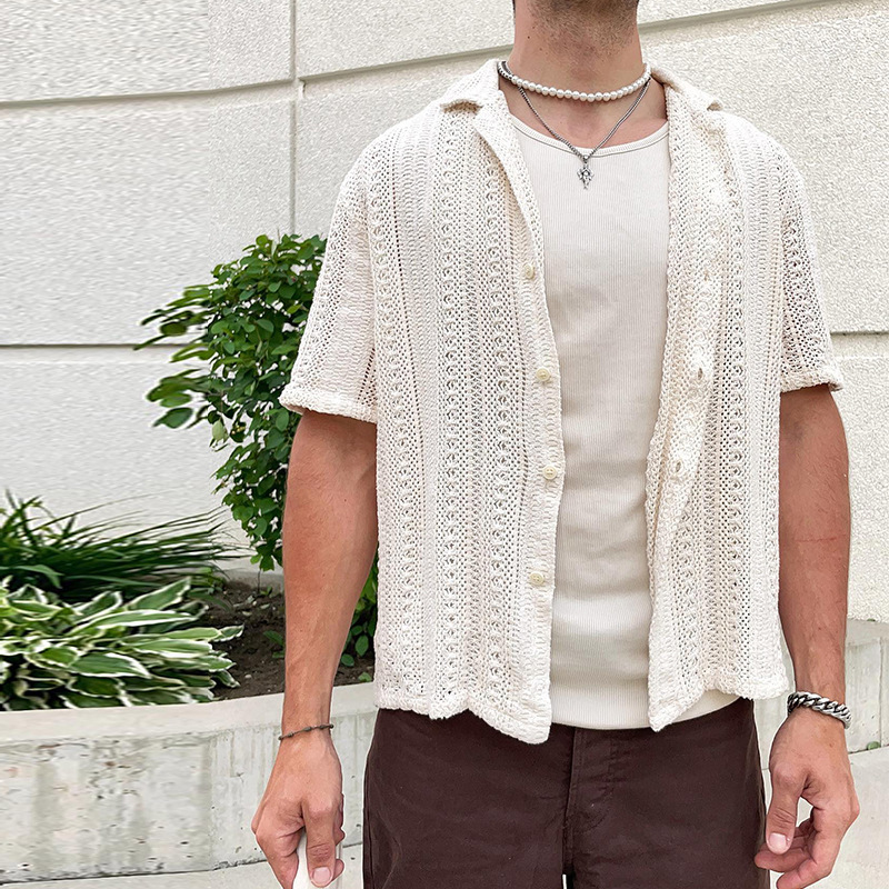 Summer Knit Hollow Short-Sleeve Cardigan
