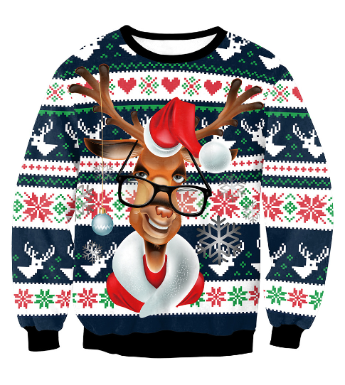 Amazon Mixed Color Reindeer Christmas Sweatshirt for Women | Streetwear