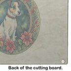 Jack Russell Terrier Christmas Flowers Glass Cutting Board