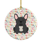 Merry Christmas French Bulldog Black Ceramic Ornament