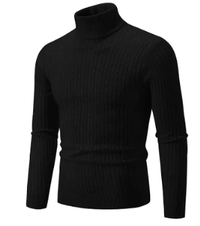Men's Warm Turtleneck Sweater with Stylish Twist Design