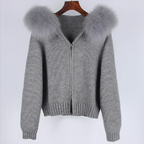 Fox Fur Collar Hooded Sweater