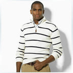 Slim Striped Knit Sweater for Men with Long Sleeves