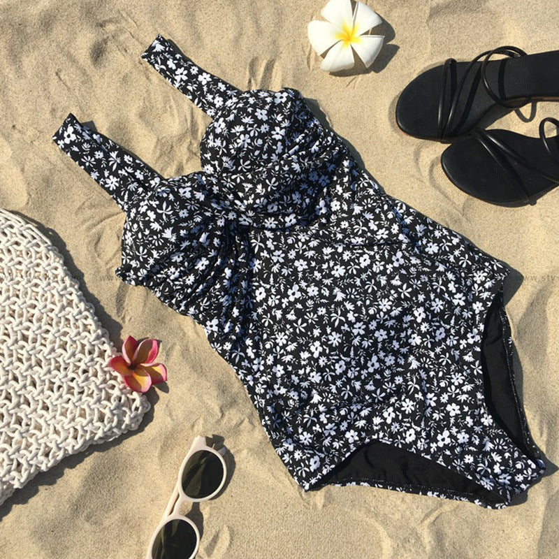 Retro Floral One-Piece Swimsuit for Women