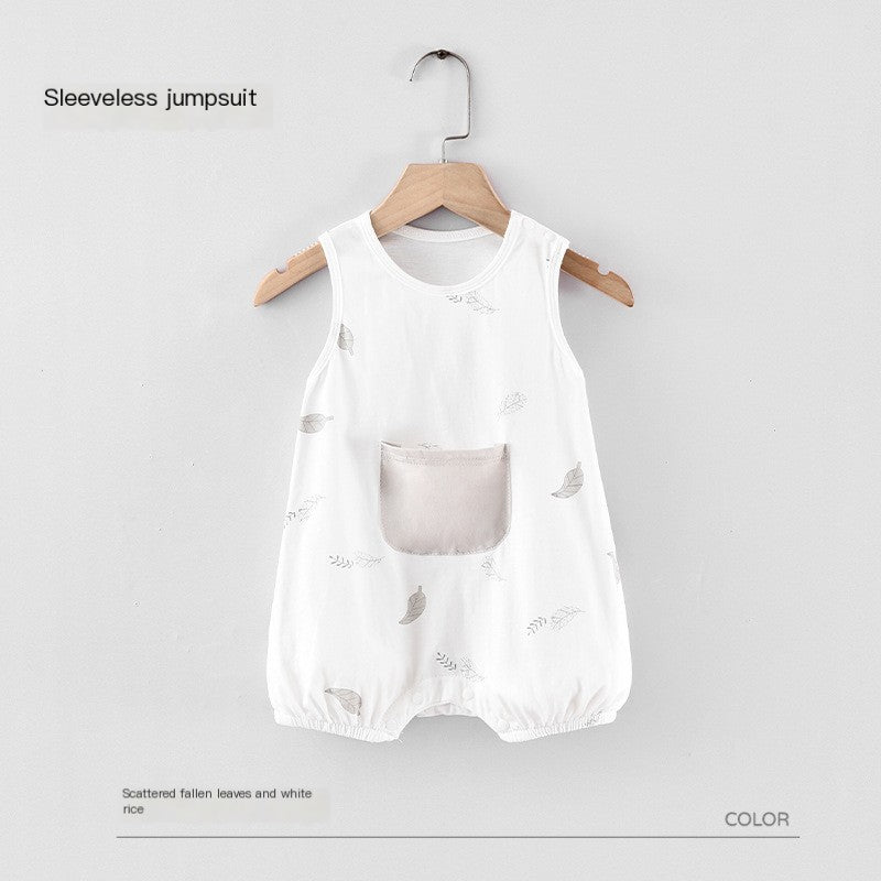 Baby Sleeveless Cotton Bodysuit with Star Design