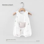 Baby Sleeveless Cotton Bodysuit with Star Design