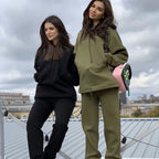 Fashionable Solid Color Hoodie with Large Pockets Set | Streetwear