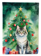 La Perm Cat By the Christmas Tree House Flag