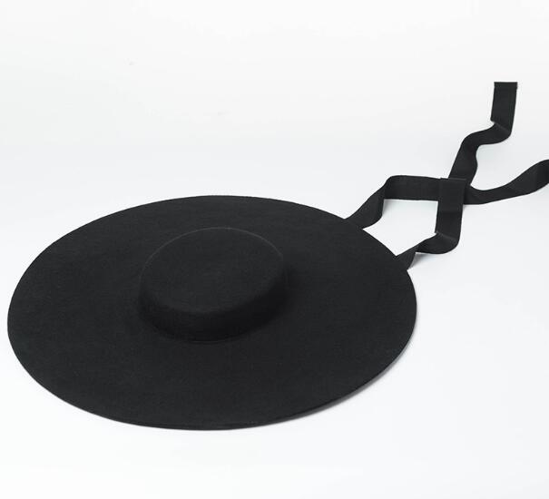Large Brim Wool Hat - European and American Fashion | Embroidered Cap