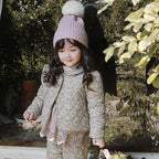 Girls' Floral Quilted Thick Coat