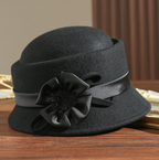 Retro Women's Wool Felt Top Hat | Embroidered Cap