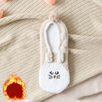 Half-Sided Fleece Boat Socks with Embroidery Dots
